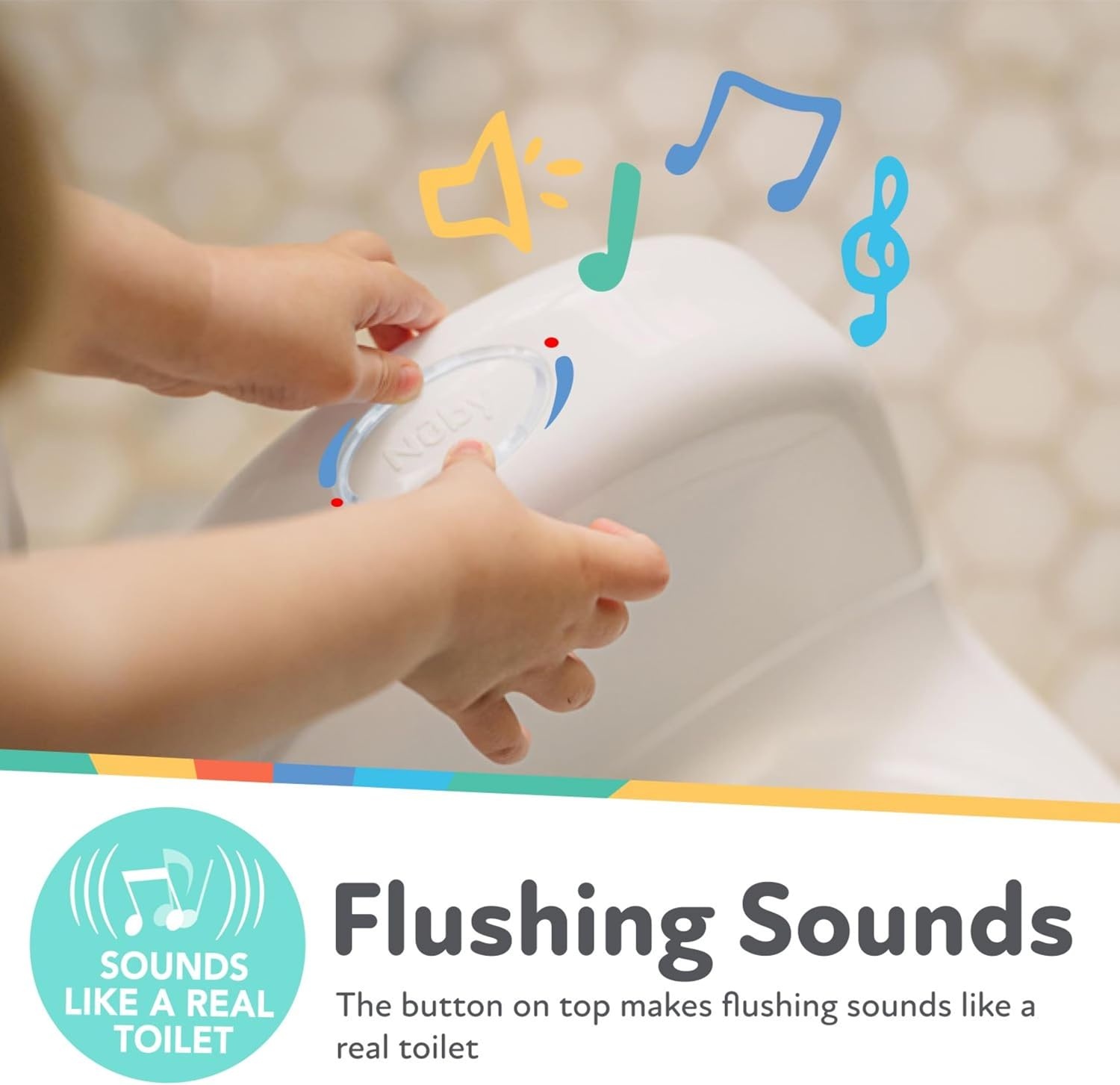 Nuby Dr. Talbot's - My Real Potty - Kinderpotje met doorspoelgeluid - Toilettrainer voor kinderen - Met echt geluid en inclusief batterijen - Toilet Wit - 18+ maanden