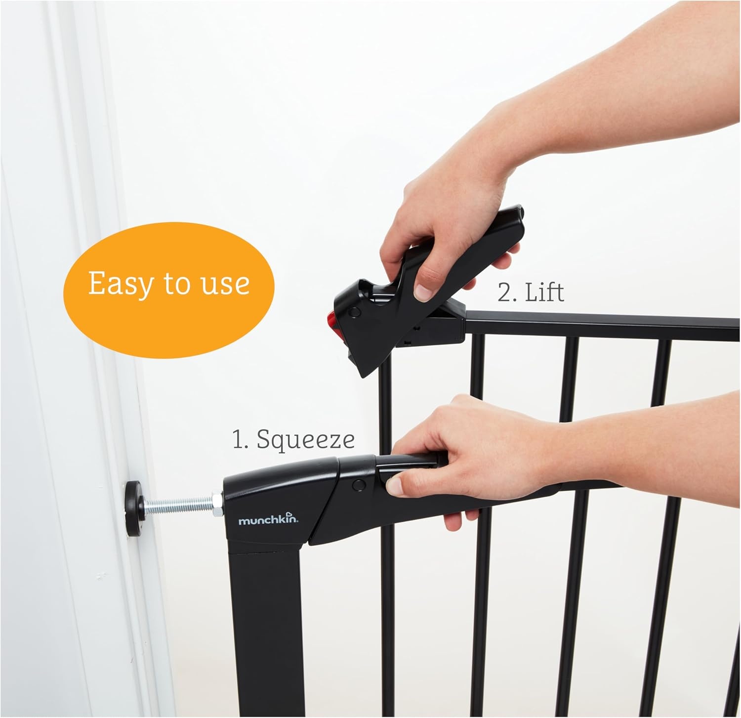 Munchkin Traphek, Maxi Secure Peuter & Babyhek, traphek, drukpassend, baby- of hondenhek, babyveiligheidshek voor trappen en deuropeningen, eenvoudig te installeren, zonder schroeven, kinderhek, 76-82
