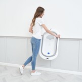 Opvouwbaar babybad met badstoel en geïntegreerde thermometer, kinderbad met 5 ballen en gratis badzitje, ideaal als geboortecadeau voor meisjes of jongens