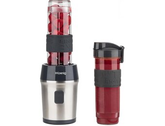 H.Koenig SMOO9 Portable Compact Mini Smoothie Blender 570ml BPA Free Powerful 300W, Smoothie Blender 2 Portable Bottles, 4 Stainless Steel Blenders, 2 Bottles with Travel Lids Included