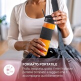 H.Koenig SMOO9 Portable Compact Mini Smoothie Blender 570ml BPA Free Powerful 300W, Smoothie Blender 2 Portable Bottles, 4 Stainless Steel Blenders, 2 Bottles with Travel Lids Included