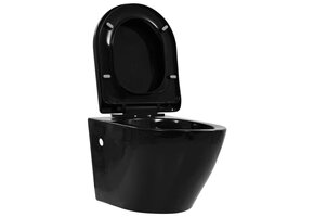 VidaXL Hangend Toilet Randloos Keramiek Zwart - 47% Korting