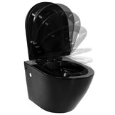 vidaXL Hangend toilet randloos keramiek zwart