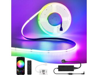 10 m WIFI Intelligent COB RGB LED Strip Lichtsnoer 576 LEDs/M 5760LEDs 24V LED Strip Lichtbalk Werkt met Google Home Assistant / Alexaz, Dimbare vervormbare LED-strip met WiFi afstandsbediening