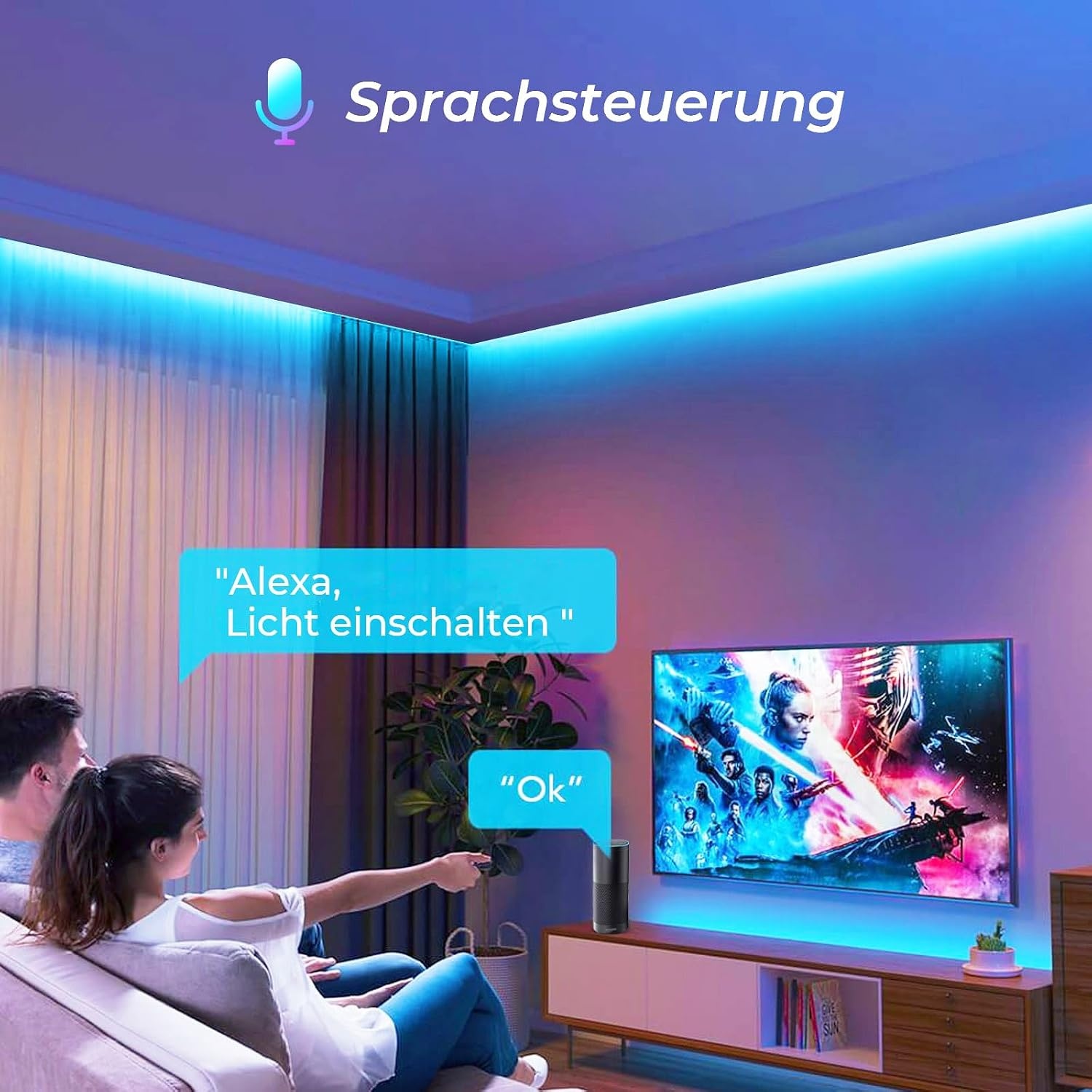 10 m WIFI Intelligent COB RGB LED Strip Lichtsnoer 576 LEDs/M 5760LEDs 24V LED Strip Lichtbalk Werkt met Google Home Assistant / Alexaz, Dimbare vervormbare LED-strip met WiFi afstandsbediening