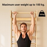 COSYLAND Wandrek van Klimwand Hout voor Volwassenen en Kinderen – Indoor Klimrek met Pull-Up Bar, Stevig Muurbevestigd Fitnessrek voor Krachttraining, Gymnastiek en Spel – Natuurlijk