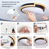 LED plafondlamp, witte plafondlamp 40cm, 36W lamp met hout voor slaapkamer, woonkamer, keuken, hal, eetkamer, 4000K