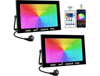 T-SUNUS Led-spot voor buiten, RGB, 100 W, wifi, met afstandsbediening, bluetooth-app, IP66 waterdicht, voor tuin, feest, Halloween, Kerstmis