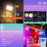 T-SUNUS Led-spot voor buiten, RGB, 100 W, wifi, met afstandsbediening, bluetooth-app, IP66 waterdicht, voor tuin, feest, Halloween, Kerstmis