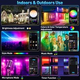 T-SUNUS Led-spot voor buiten, RGB, 100 W, wifi, met afstandsbediening, bluetooth-app, IP66 waterdicht, voor tuin, feest, Halloween, Kerstmis