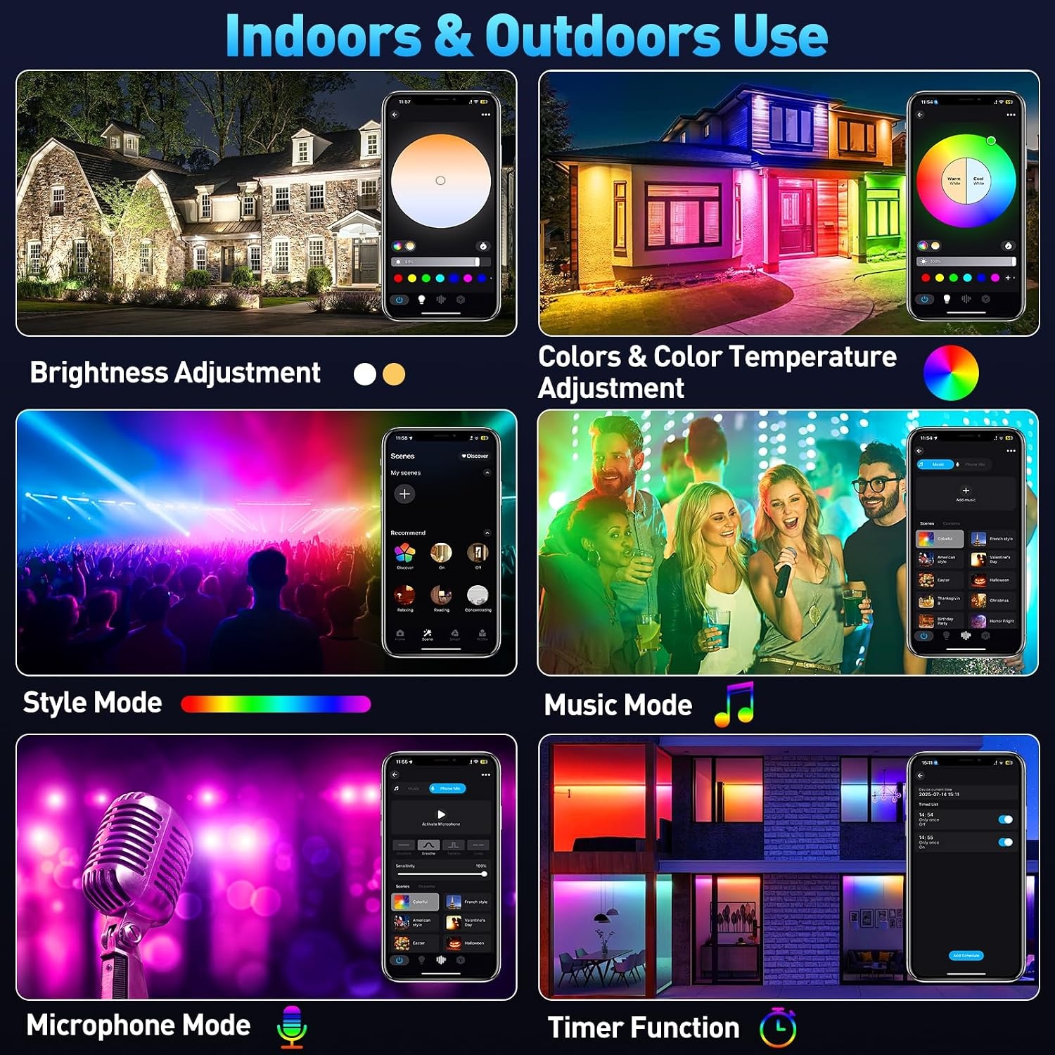 T-SUNUS Led-spot voor buiten, RGB, 100 W, wifi, met afstandsbediening, bluetooth-app, IP66 waterdicht, voor tuin, feest, Halloween, Kerstmis