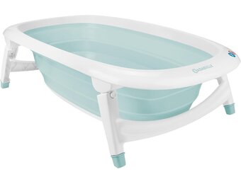 Badabulle Inklapbaar Baby Badje - Uiterst Compact - 35 L - Antislip Standaard - Afvoerdop & Temperatuurindicator - Handgreep voor Vervoer en Drogen