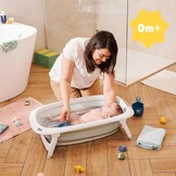 Badabulle Inklapbaar Baby Badje - Uiterst Compact - 35 L - Antislip Standaard - Afvoerdop & Temperatuurindicator - Handgreep voor Vervoer en Drogen