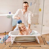 Badabulle Inklapbaar Baby Badje - Uiterst Compact - 35 L - Antislip Standaard - Afvoerdop & Temperatuurindicator - Handgreep voor Vervoer en Drogen