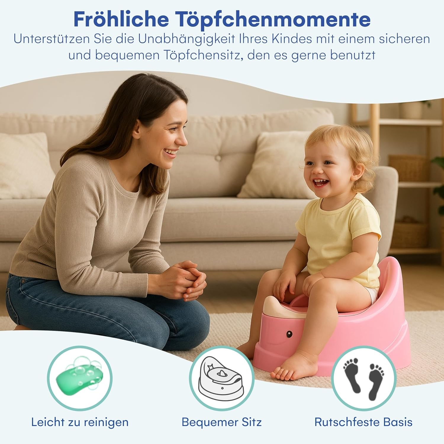 HappyPo Kindertapotje - Ergonomisch en BPA-vrij - 22,5 x 39 x 17 cm - Rosa