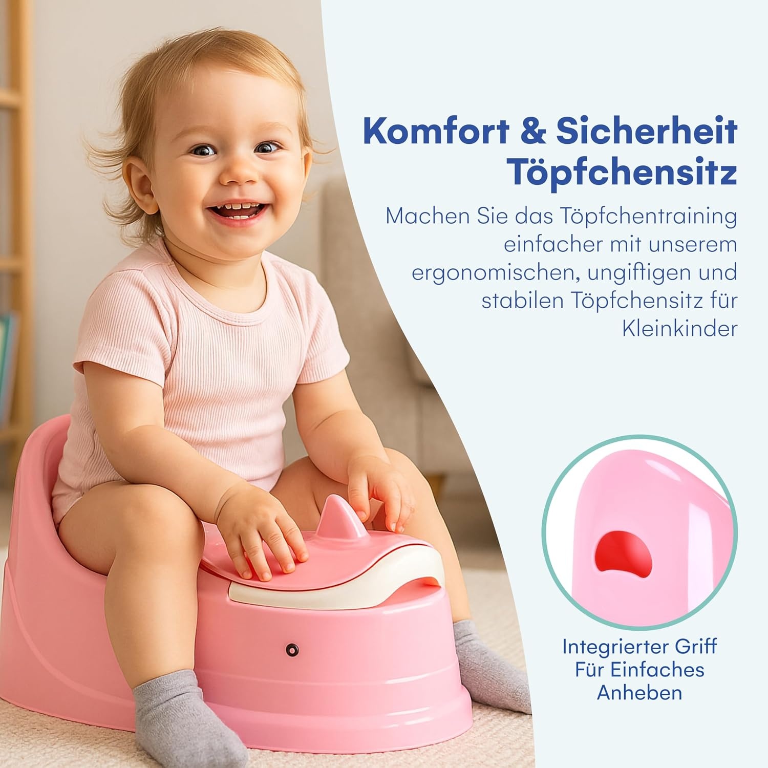 HappyPo Kindertapotje - Ergonomisch en BPA-vrij - 22,5 x 39 x 17 cm - Rosa