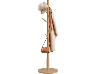 edihome Houten Kapstok - Staande Kledinghanger met 8 Haken - 172 x 38 cm - Houtkleur