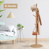 edihome Houten Kapstok - Staande Kledinghanger met 8 Haken - 172 x 38 cm - Houtkleur