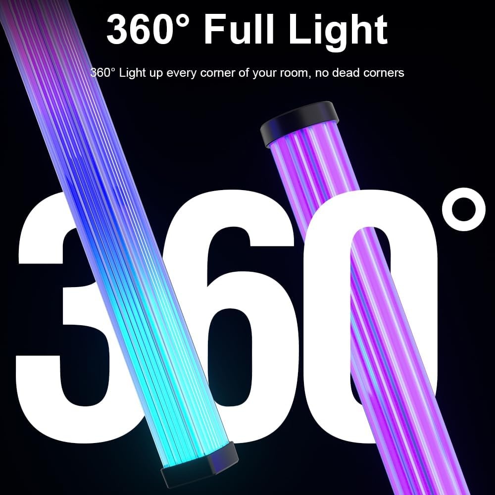 43CM Slimme Lichtbalken, 360° RGBIC Sfeerverlichting met Muziek Sync, Bluetooth App Bediening - Meeslepende Gaming Verlichting voor PC, TV, Kamerinrichting, Geluidsreactieve LED Sfeerverlichting