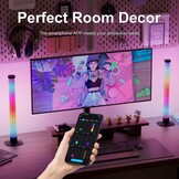 43CM Slimme Lichtbalken, 360° RGBIC Sfeerverlichting met Muziek Sync, Bluetooth App Bediening - Meeslepende Gaming Verlichting voor PC, TV, Kamerinrichting, Geluidsreactieve LED Sfeerverlichting