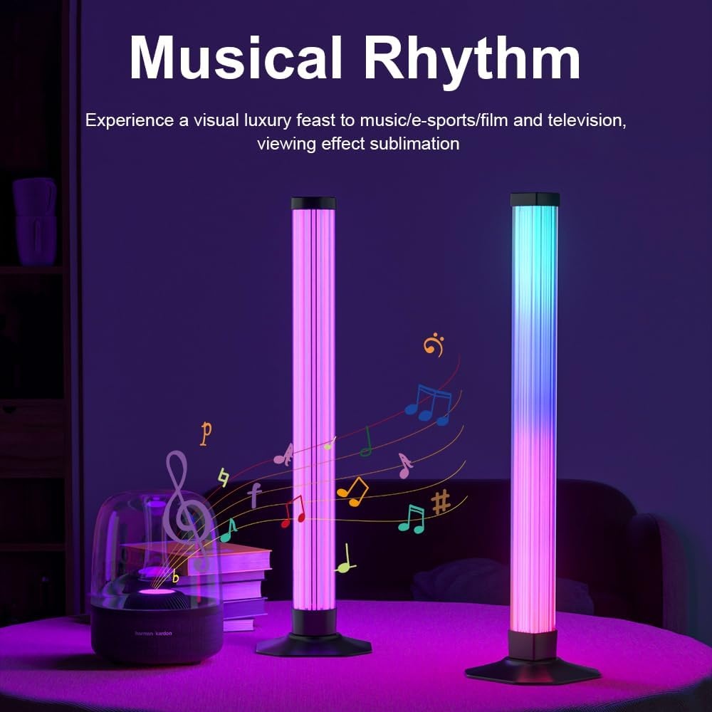 43CM Slimme Lichtbalken, 360° RGBIC Sfeerverlichting met Muziek Sync, Bluetooth App Bediening - Meeslepende Gaming Verlichting voor PC, TV, Kamerinrichting, Geluidsreactieve LED Sfeerverlichting