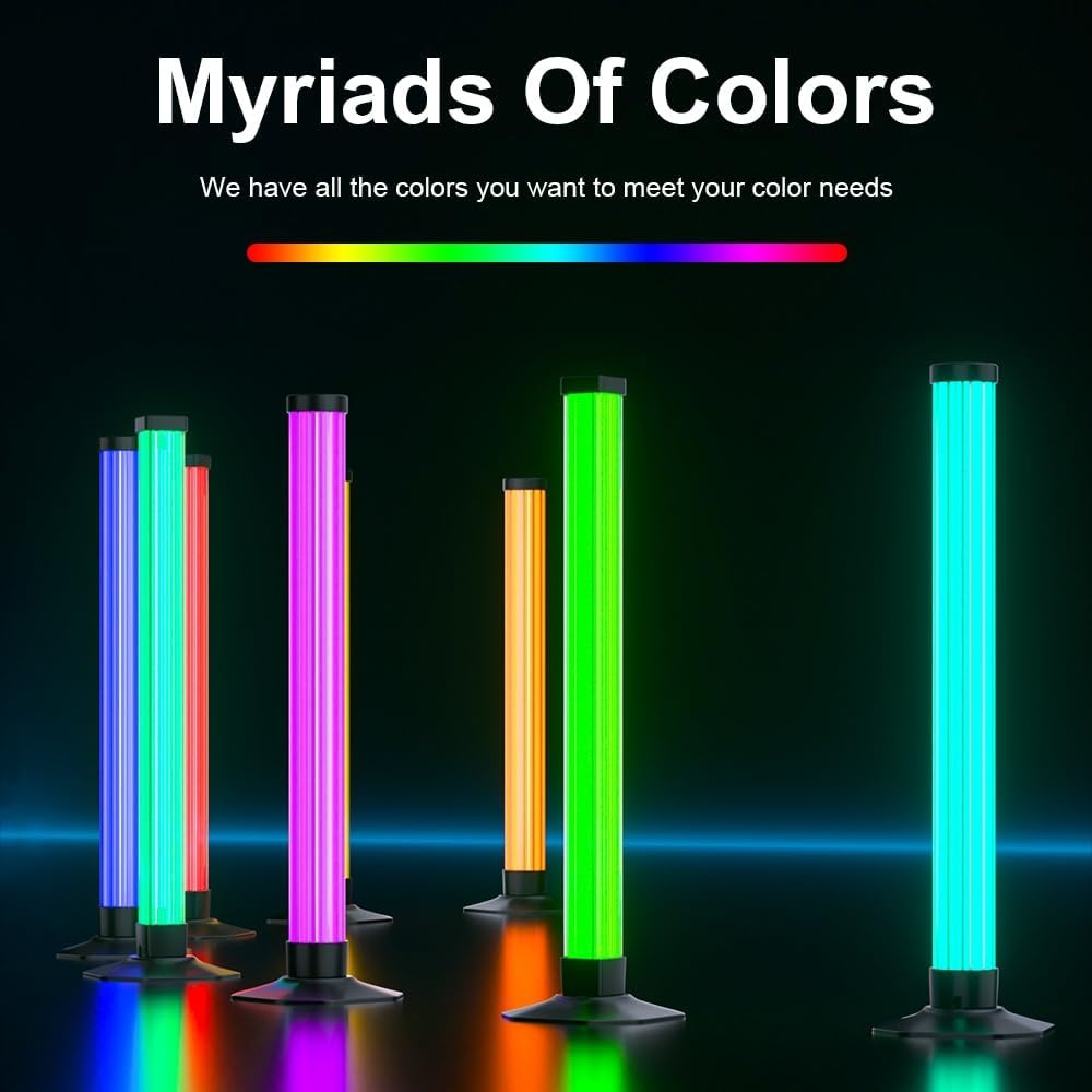 43CM Slimme Lichtbalken, 360° RGBIC Sfeerverlichting met Muziek Sync, Bluetooth App Bediening - Meeslepende Gaming Verlichting voor PC, TV, Kamerinrichting, Geluidsreactieve LED Sfeerverlichting