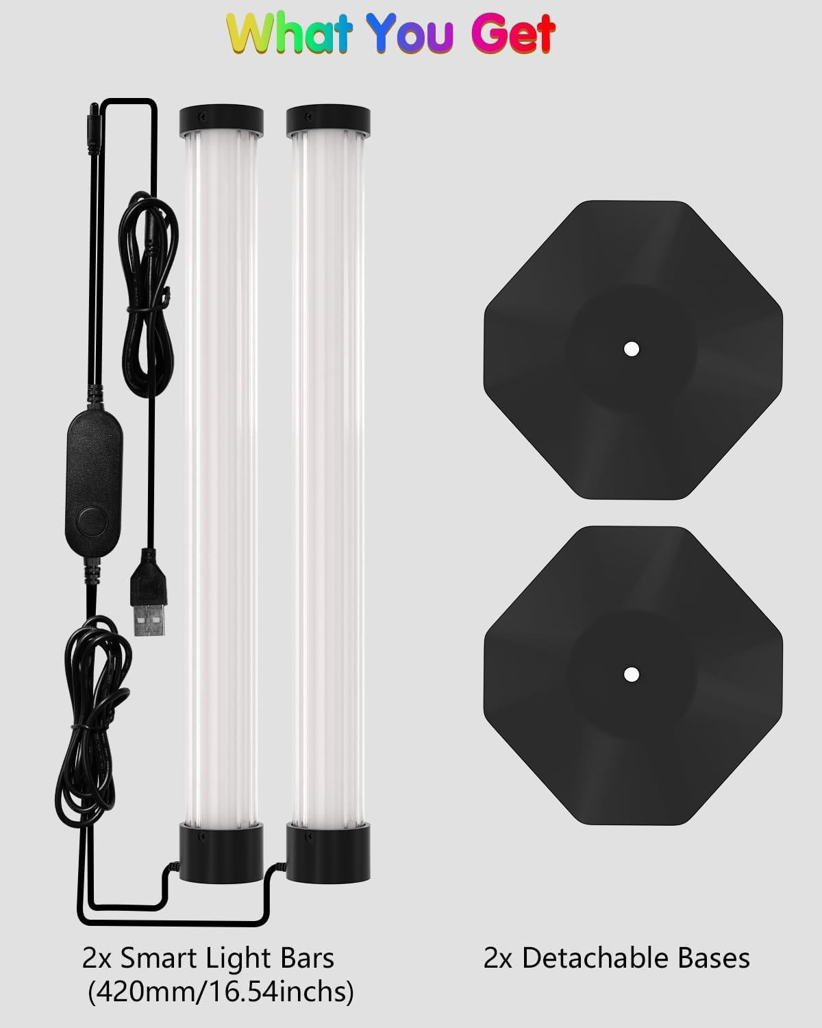 43CM Slimme Lichtbalken, 360° RGBIC Sfeerverlichting met Muziek Sync, Bluetooth App Bediening - Meeslepende Gaming Verlichting voor PC, TV, Kamerinrichting, Geluidsreactieve LED Sfeerverlichting