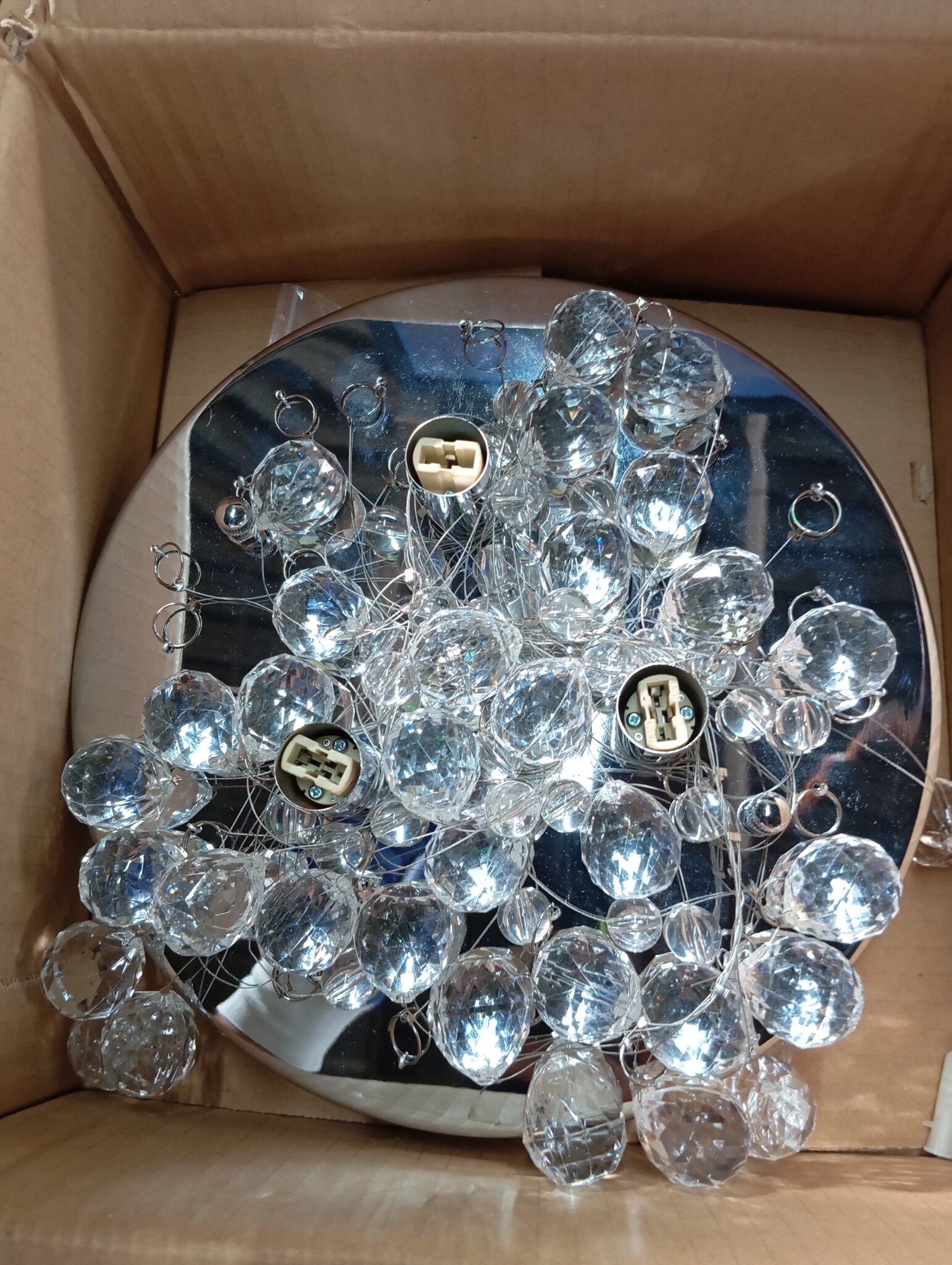vidaXL Plafondlamp met kristallen kralen rond 3xG9 zilverkleurig