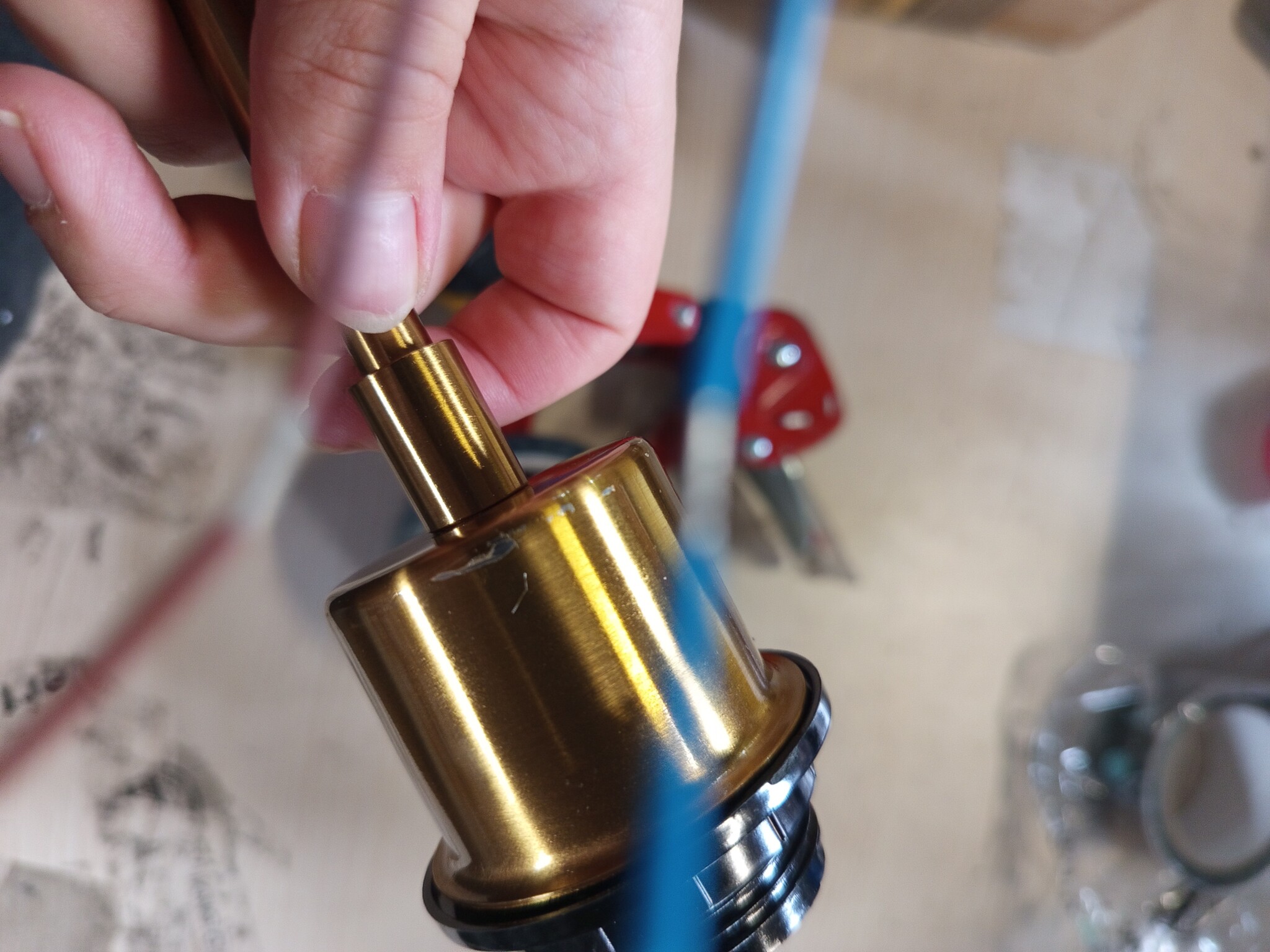 Set van 2 Vintage Wandlampen Messing Goud met Linnen Lampenkap - E27