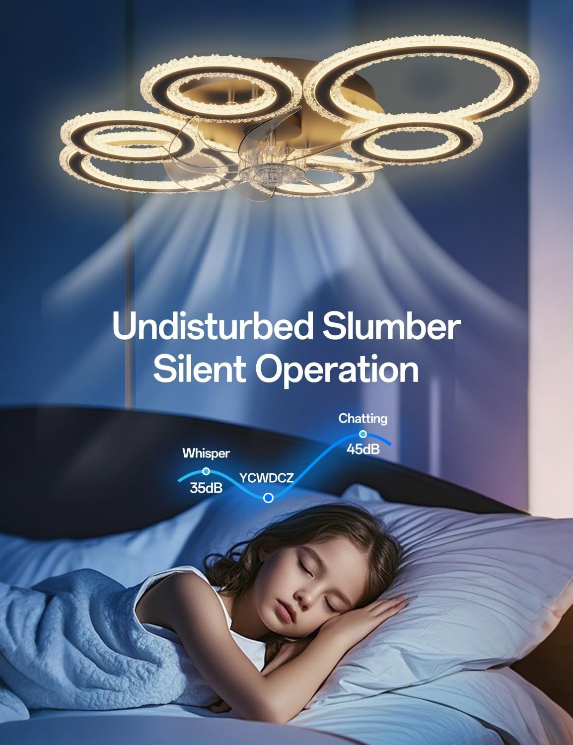 Moderne plafondventilatoren met verlichting en afstandsbediening, kristallen ring plafondventilatoren met lampen zomer winter omkeerbaar dimbaar licht geheugenfunctie 6 snelheden DC motor voor
