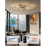 Moderne plafondventilatoren met verlichting en afstandsbediening, kristallen ring plafondventilatoren met lampen zomer winter omkeerbaar dimbaar licht geheugenfunctie 6 snelheden DC motor voor