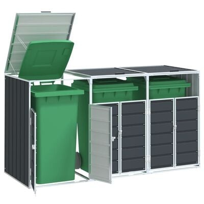 vidaXL Containerberging voor 3 containers 216x81x115cm staal antraciet