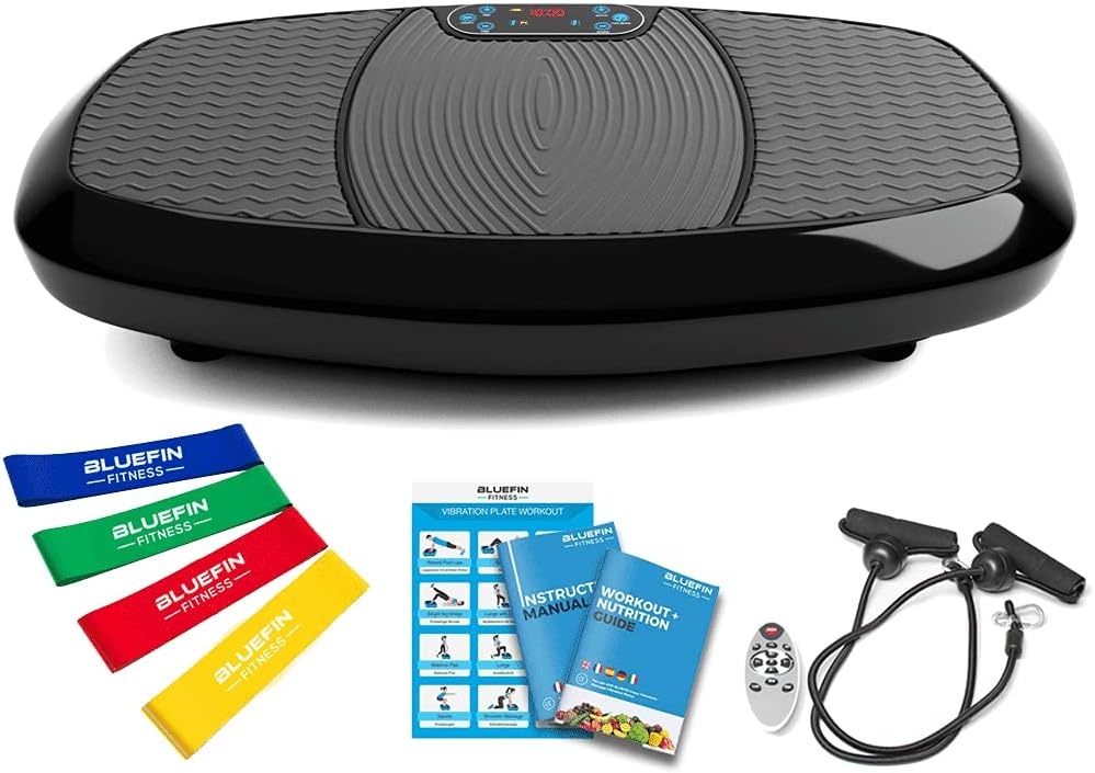 Bluefin Fitness Dubbele Motor 3D Krachtige Trilplaat | Oscillatie, Vibratie + 3D Beweging | Groot Anti-Slip Oppervlakte | Bluetooth Speakers | Verlies Vet & Wordt Sterker vanuit Huis | VK Ontwerp