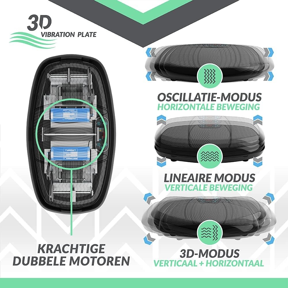 Bluefin Fitness Dubbele Motor 3D Krachtige Trilplaat | Oscillatie, Vibratie + 3D Beweging | Groot Anti-Slip Oppervlakte | Bluetooth Speakers | Verlies Vet & Wordt Sterker vanuit Huis | VK Ontwerp