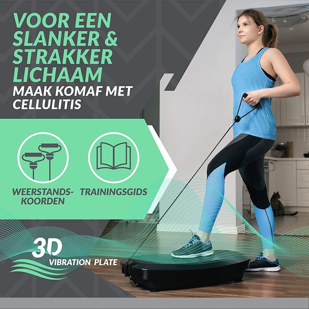 Bluefin Fitness Dubbele Motor 3D Krachtige Trilplaat | Oscillatie, Vibratie + 3D Beweging | Groot Anti-Slip Oppervlakte | Bluetooth Speakers | Verlies Vet & Wordt Sterker vanuit Huis | VK Ontwerp