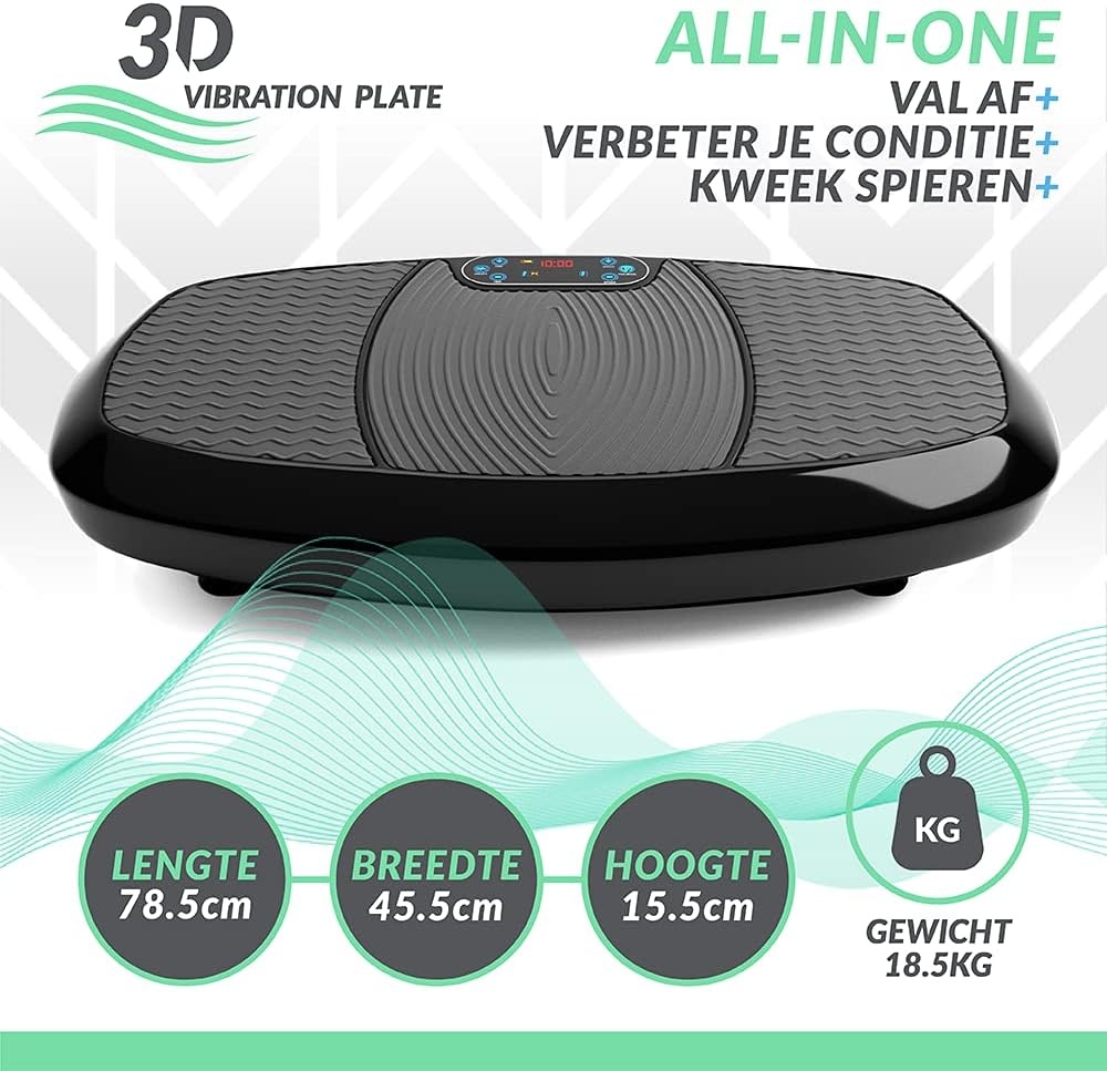 Bluefin Fitness Dubbele Motor 3D Krachtige Trilplaat | Oscillatie, Vibratie + 3D Beweging | Groot Anti-Slip Oppervlakte | Bluetooth Speakers | Verlies Vet & Wordt Sterker vanuit Huis | VK Ontwerp