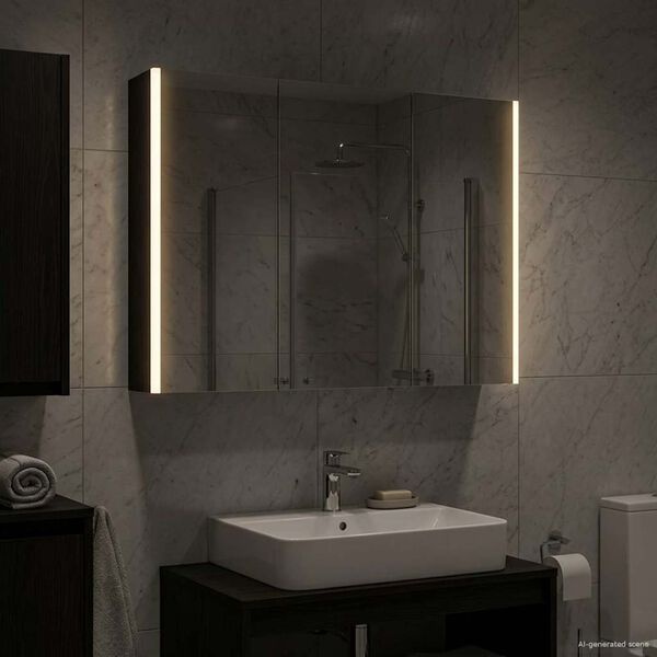 vidaXL Badkamer spiegelkast Zwart Eiken 103,5 x 15,5 x 70 cm