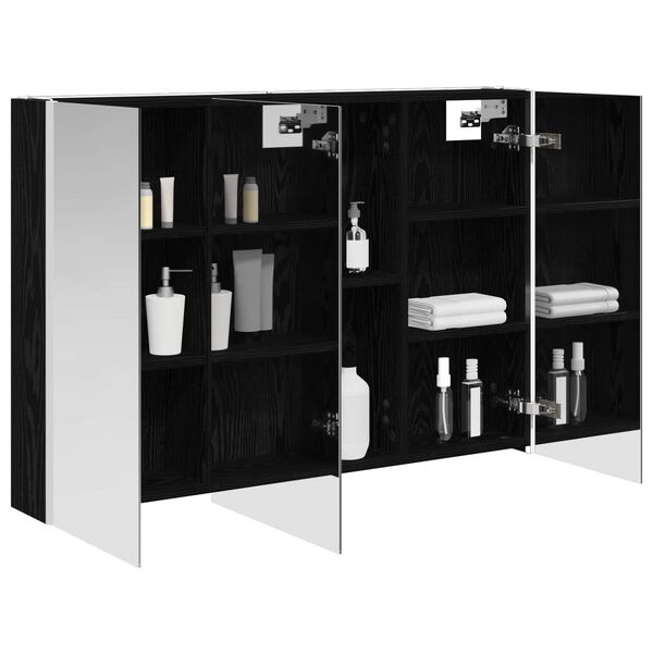 vidaXL Badkamer spiegelkast Zwart Eiken 103,5 x 15,5 x 70 cm