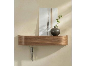 KAZAI. Sleutelkastje 'Toke' | Minimalistisch sleutelhouder ontwerp uit Berlijn | Moderne sleutelrekje met houten plank | Sleutelbord als halmeubel voor aan de muur | Walnoot