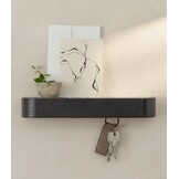 KAZAI. Sleutelkastje 'Toke' | Minimalistisch sleutelhouder ontwerp uit Berlijn | Moderne sleutelrekje met houten plank | Sleutelbord als halmeubel voor aan de muur | Walnoot