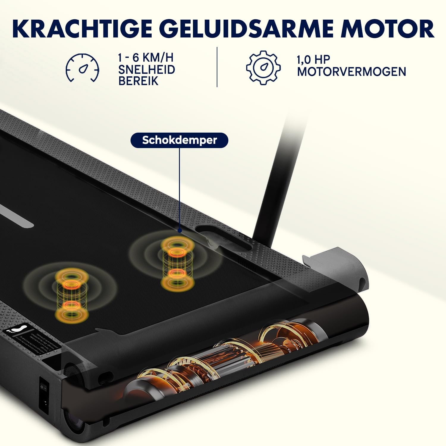 Squatz Walking Pad met Trilplaat en Handrail Zwart – Compacte Loopband met LED Display en Afstandsbediening voor Thuis en Kantoor, Grote Loopoppervlakte