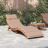 vidaXL Ligbed met kussen massief acaciahout taupe