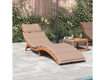vidaXL Ligbed met kussen massief acaciahout taupe