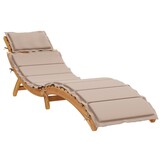 vidaXL Ligbed met kussen massief acaciahout taupe