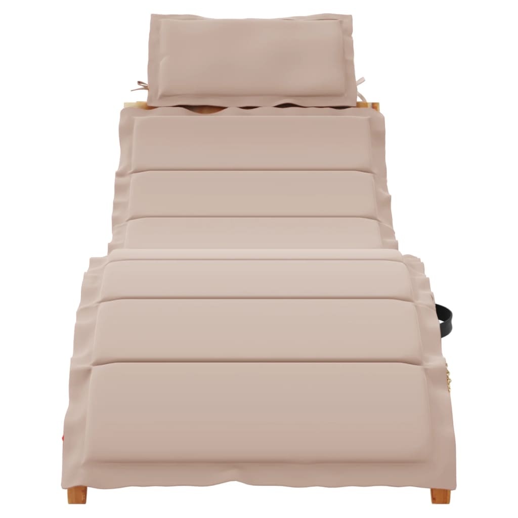 vidaXL Ligbed met kussen massief acaciahout taupe