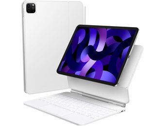 TECURS toetsenbord voor iPad Air 11 inch (M3/M2 2025/2024), iPad Air 5/4 (2022/2020) hoes met toetsenbord, Magic Keyboard voor iPad Pro 11 (4./3./2./1. Gen) met trackpad, QWERTZ, Wit