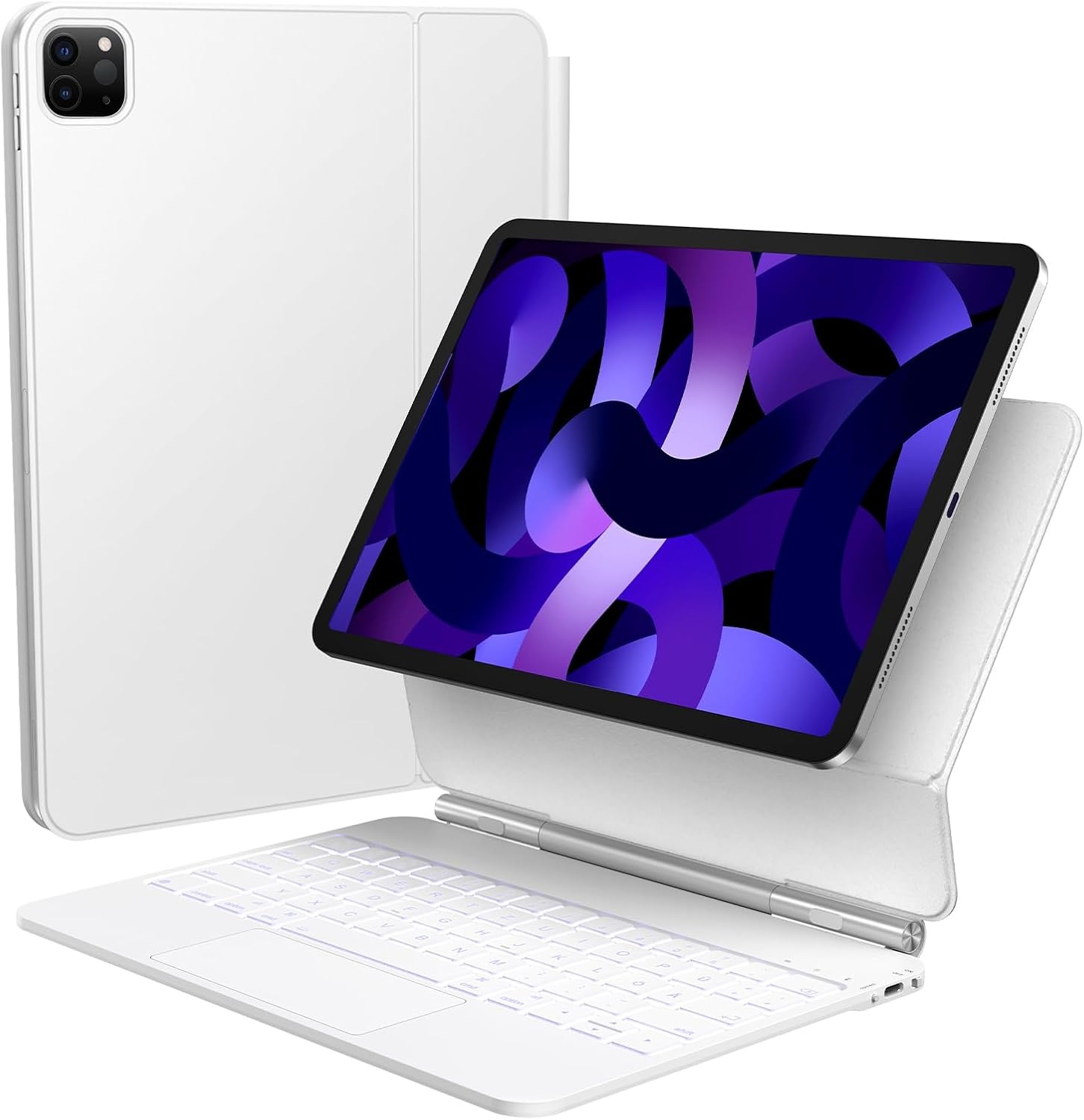 TECURS toetsenbord voor iPad Air 11 inch (M3/M2 2025/2024), iPad Air 5/4 (2022/2020) hoes met toetsenbord, Magic Keyboard voor iPad Pro 11 (4./3./2./1. Gen) met trackpad, QWERTZ, Wit