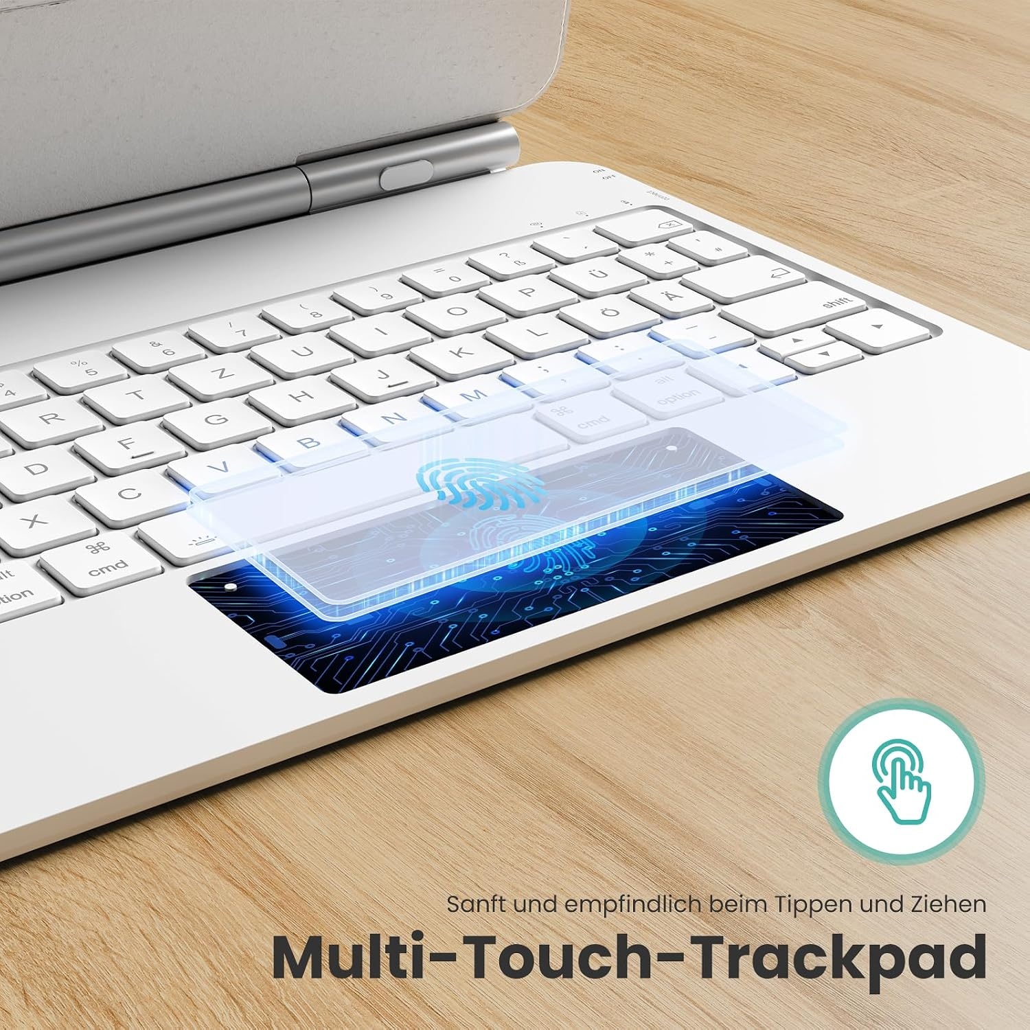 TECURS toetsenbord voor iPad Air 11 inch (M3/M2 2025/2024), iPad Air 5/4 (2022/2020) hoes met toetsenbord, Magic Keyboard voor iPad Pro 11 (4./3./2./1. Gen) met trackpad, QWERTZ, Wit