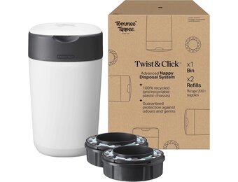 Tommee Tippee Twist & Click Luieremmer Wit met 2 Navulcassettes