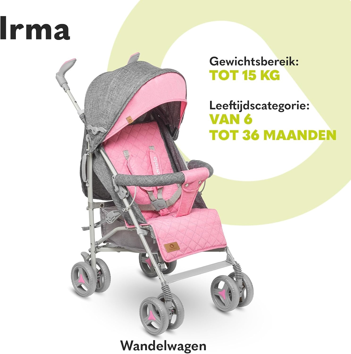 Lionelo Irma Kinderwagen - Lichtgewicht Reisbuggy met Ligstand - Roze